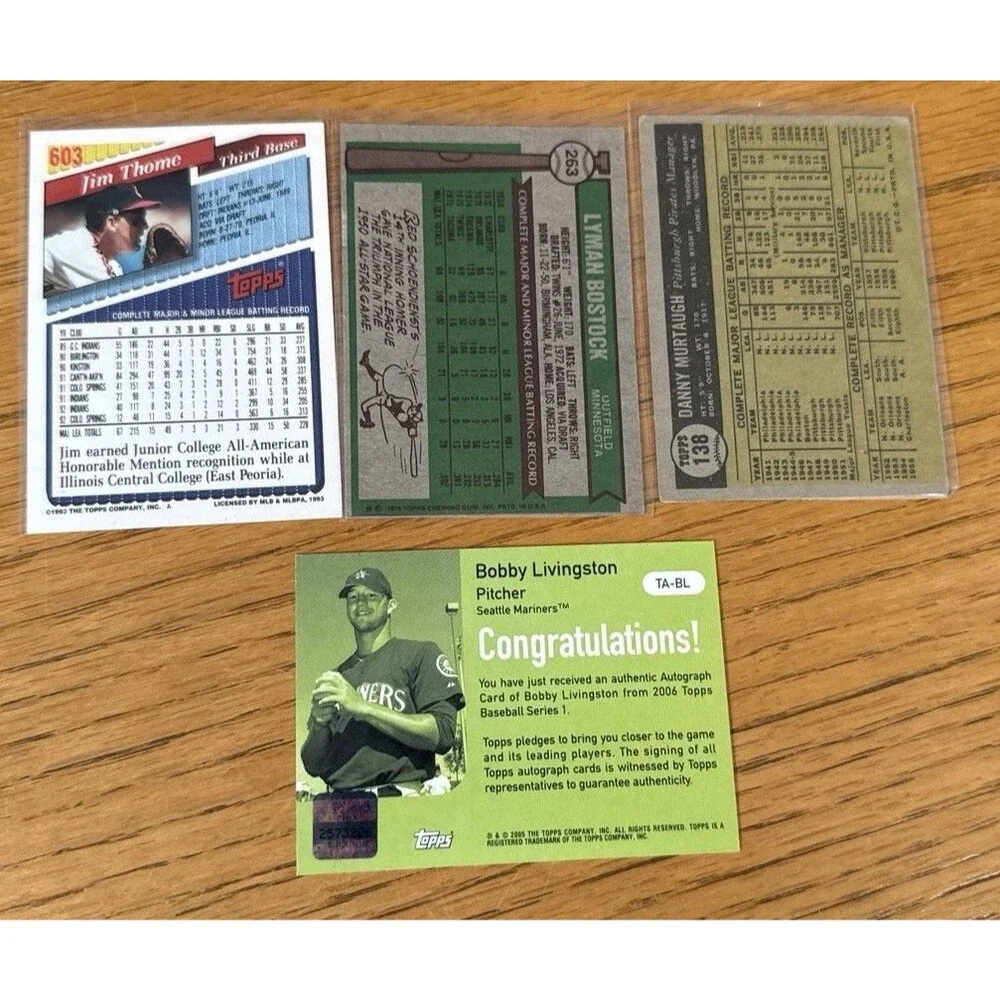 Vintage & Modern Baseball Card Lot of 4 - 1954-2006 Topps HOF Certified Auto